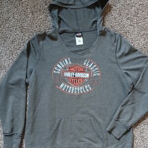 Harley-Davidson Charcoal Hoodie with Orange Emblem